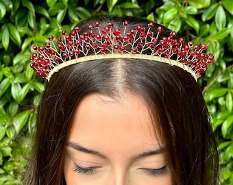 Handmade Red Tiara / Birthday Crown / Henna Tiara / Bachelorette Party