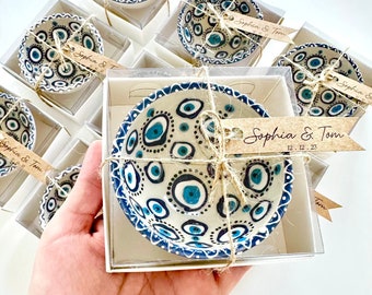 Evil Eye Wedding Favors - Evil Eye Seramic Bowl - Baby Shower Favors - Baptism Favors