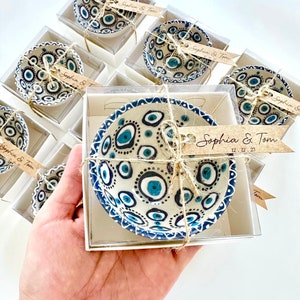 Evil Eye Wedding Favors Evil Eye Seramic Bowl Baby Shower Favors Baptism Favors image 1