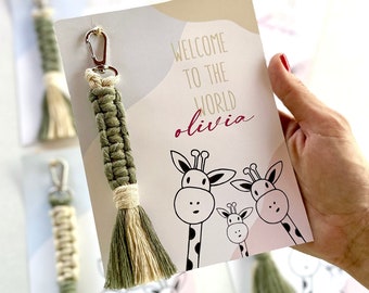 Baby Shower Favors for guest / Macrame Keychain / Welcome to the world