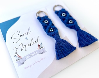 Personalized Wedding Favors for guests, Macrame Keychain, Evil Eye Keychain, Engagement Gifts, Unique Baby Shower Favors