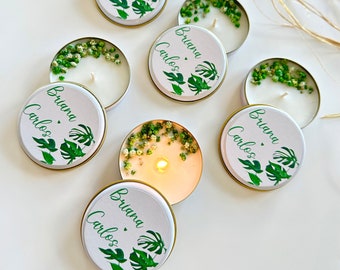 Green Soy Wax Scented Candle Favors for guest / Engagement gift for guests