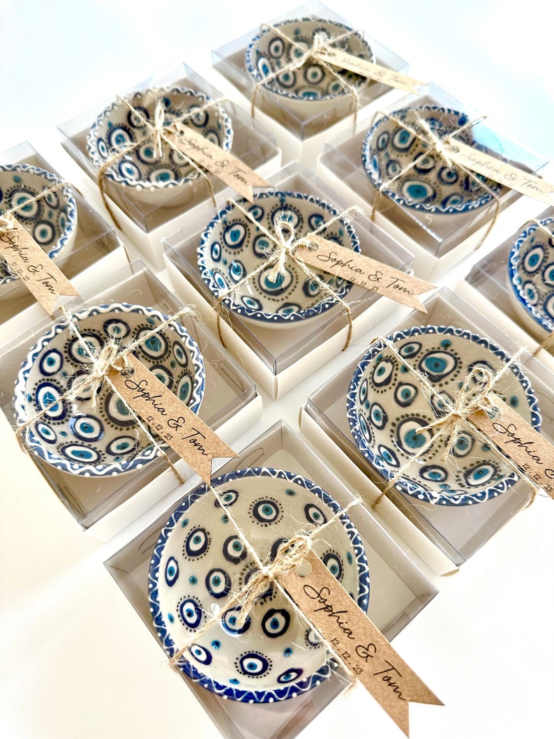 Evil Eye Wedding Favors Evil Eye Seramic Bowl Baby Shower Favors Baptism Favors image 6