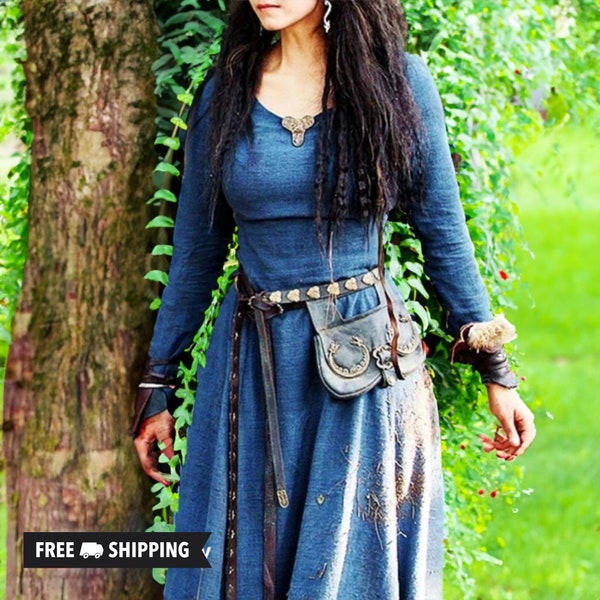 Renaissance Fair Medieval Dress| Fantasy Aesthetic Dress Long Sleeve Maxi Dress Renaissance Dress Viking Gothic Cosplay Costume