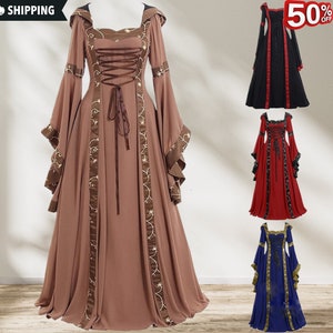Vestido medieval renacentista para mujer, disfraz de Halloween, cosplay,  vestidos irlandeses, talla grande, vestido vintage, vestidos largos hasta  el