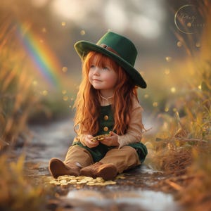 St. Patrick’s Day Digital Backdrop – Leprechaun Gold & Rainbow, Photo Background, Spring Background , Photography Digital Download