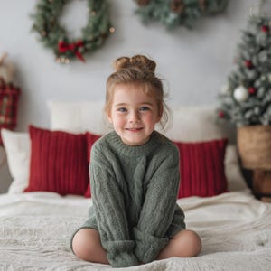 Christmas Bed Studio Digital background, Holiday portrait digital backdrop, festive children composite, Studio Photography overlay