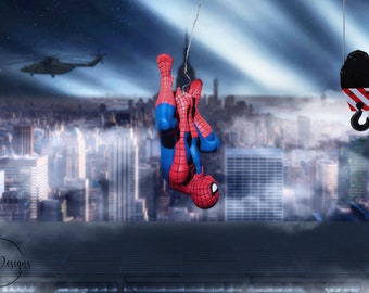 Fondo digital de superhéroe, fondo digital, fondo de la ciudad de superhéroes, temática de superhéroes, Nueva York, fondo para fotografía de Photoshop