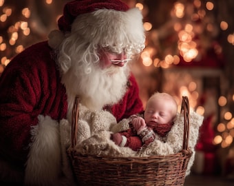 Newborn Digital Backdrop, Christmas, Santa Claus, Newborn Holiday Composite digital background, Photoshop Overlays, Studio Background