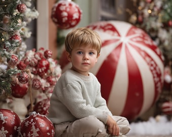 Christmas Digital background, Christmas Ornaments Holiday portrait digital backdrop, festive composite, Christmas Studio Photography overlay