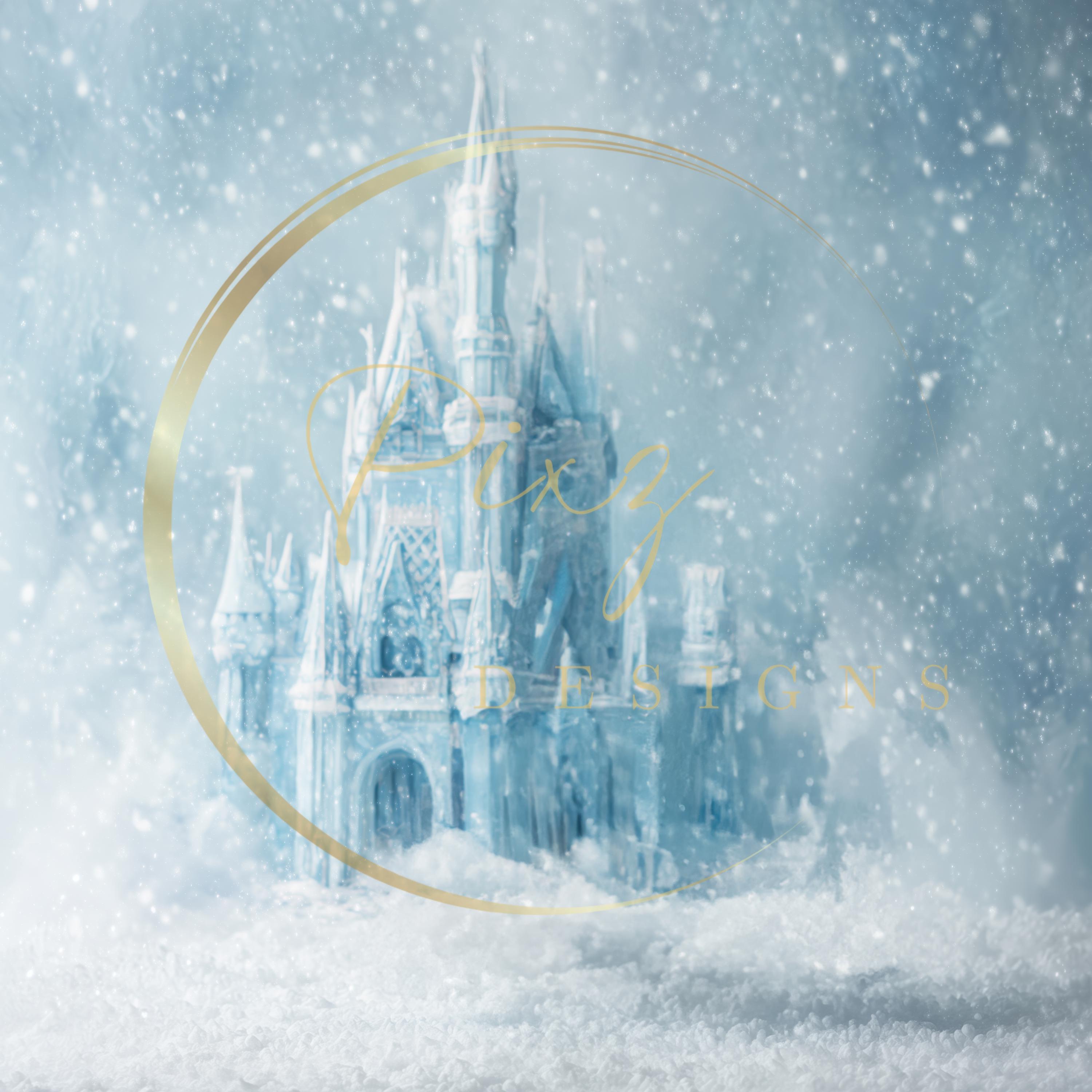 Frozen Ice Castle Digital Background, Winter Wonderland, Snowy Backdrop ...