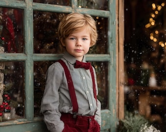 Christmas Window Digital background, Holiday portrait digital backdrop, festive children composite, Christmas Studio Photography overlay
