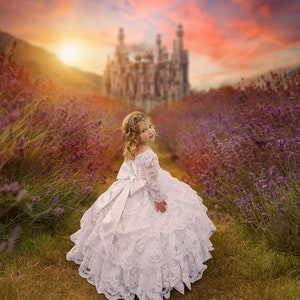 Lavender Field Castle Digital Background, Lavender Field Digital Backdrop, Castle Background, Fantasy Digital Background, Instant Download