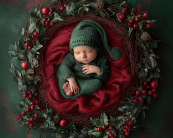 Newborn Digital Background, Christmas, Newborn Holiday Composite digital backdrop, Photoshop Overlays, Studio Background