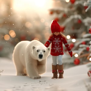 Polar Bear Christmas Digital Backdrop, Polar Bear Christmas Digital Background, Snowy Background, Photography, Composites, INSTANT DOWNLOAD