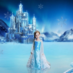 Frozen Ice Castle Digital Background for Photographers, Ice Palace Backdrops, Winter Castle Digital Backdrop, Snowy Ice Kingdom Background