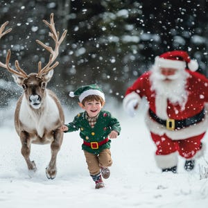 Christmas Reindeer Digital Background - Christmas Reindeer Digital Backdrop - Reindeer - Santa-  Holiday - Photography - INSTANT DOWNLOAD