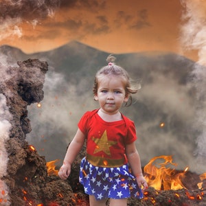 Super Hero Digital Background for Photography Compositions | Backdrop for Photoshop | Super Hero | Burning City | INSTANT DOWNLOAD