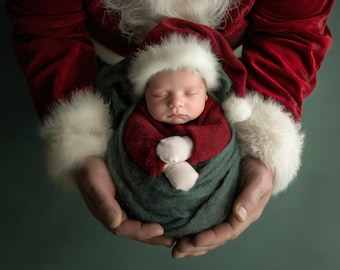 Toile de fond numérique nouveau-né, Noël, père Noël, arrière-plan numérique composite pour nouveau-né vacances, superpositions de Photoshop, fond de Studio