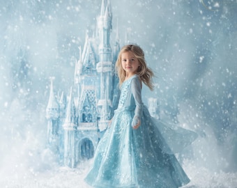 Frozen Ice Castle Digital Background, Winter Wonderland, Snowy Backdrop, Ice Castle, Photography Composite, Photoshop Overlays, Kids Prop