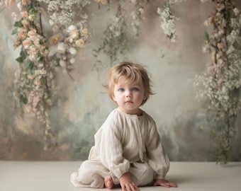 Sfondo digitale floreale primaverile per studio, sfondo per ritratti pasquali per bambini, sovrapposizione fotografica