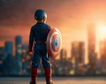 Digitale achtergrond superheld, stad digitale achtergrond voor fotografen, Photoshop-overlay, achtergrond komische fotografie, creatieve composiet