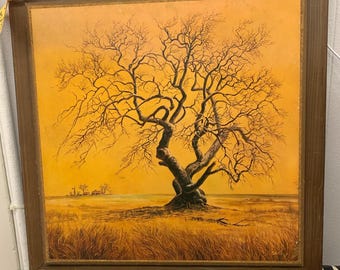 Árbol de la vida, casi perfecto. Un pequeño defecto en la esquina inferior. Obra de Gare Barks, década de 1970. Litografía montada sobre madera. Por Home Interior.
