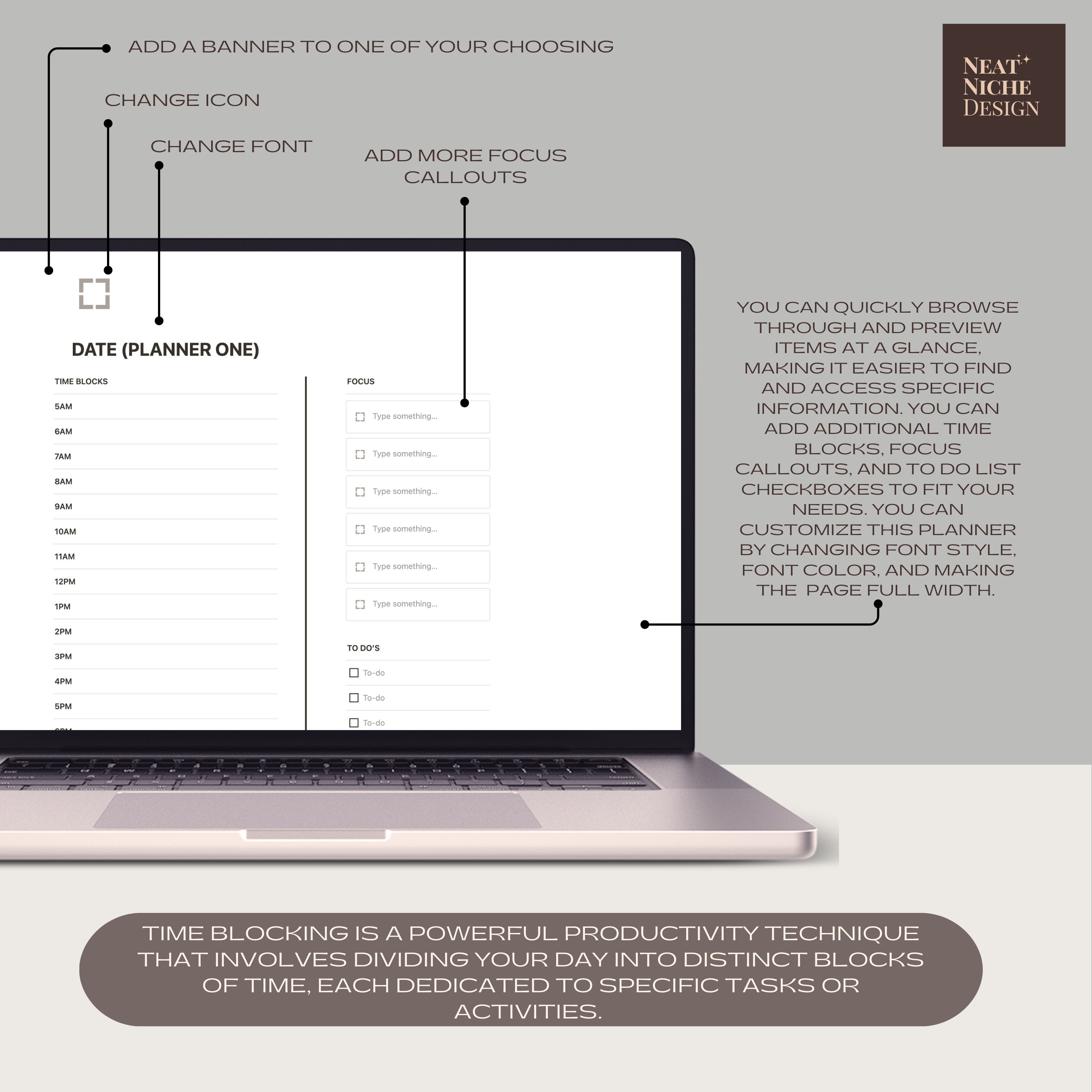 Time Blocking Planner Hourly Planner Notion Template Time Etsy
