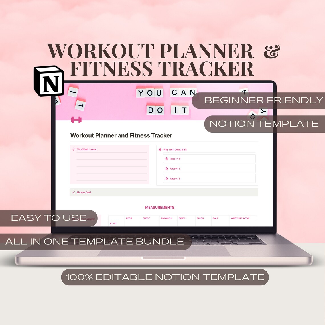Workout Planner Notion Template Fitness Tracker Weight Loss Etsy