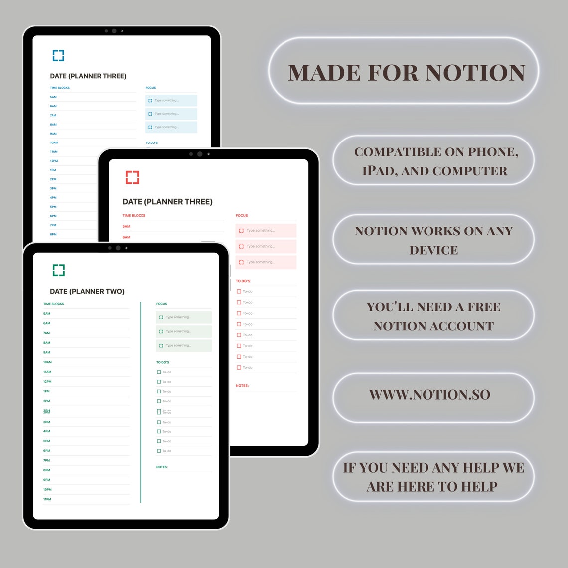 Time Blocking Planner Hourly Planner Notion Template Time Etsy