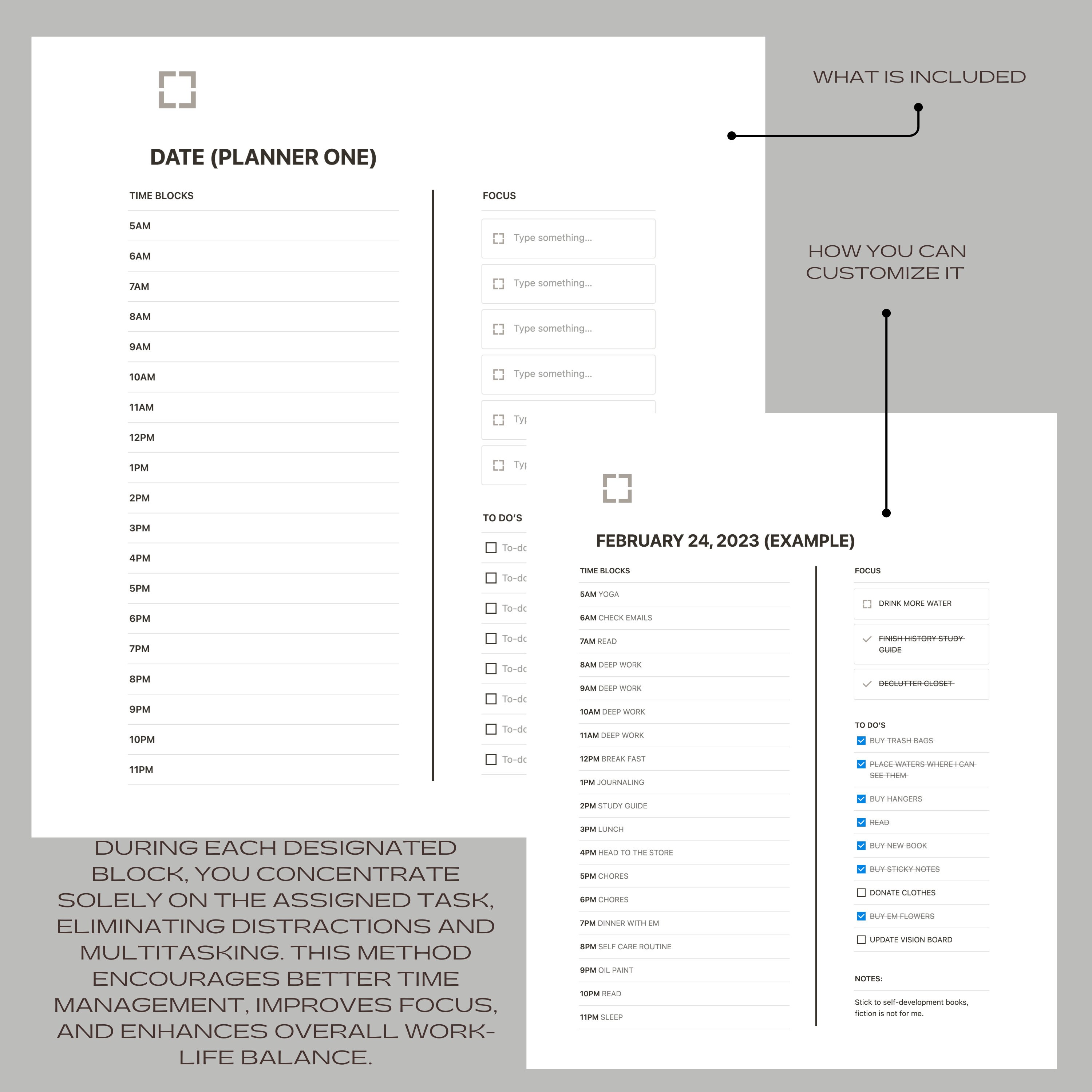Time Blocking Planner Hourly Planner Notion Template Time Etsy