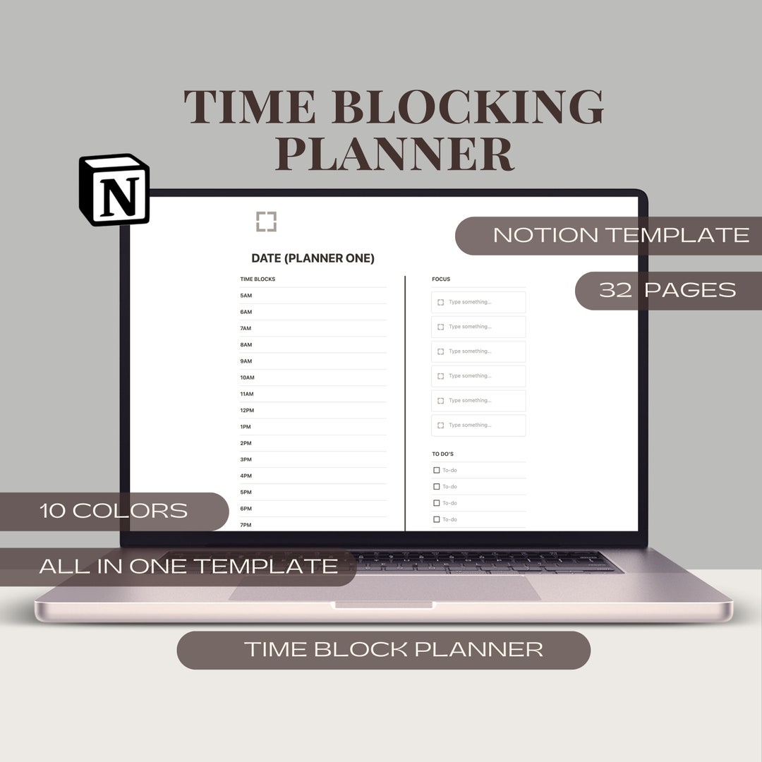 Time Blocking Planner Hourly Planner Notion Template Time Etsy