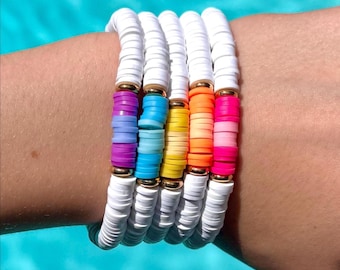 Rainbow Ombre Heishi Clay Beads Bracelet Jewelry - Etsy