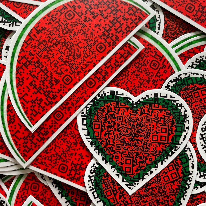 Stickers coeur et pastèque image 1