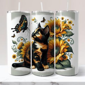 Katze Tumbler Wrap Sonnenblume Tumbler Wrap Tierischer Tumbler Wrap niedlicher Tumbler Wrap 20 Unze Skinny Sublimationsbehälter-Wrap