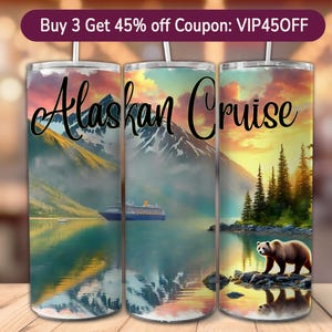 Alaska Cruise Tumbler Wrap 20 oz Sublimation Design, 20oz Skinny Tumbler Digital Download PNG, Alaskan Cruise Design