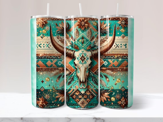 Western Tumbler Wrap Boho Tumbler Wrap Cow Skull Tumbler Wrap Cowgirl Tumbler Wrap Country Tumbler Wrap 20 oz Skinny Sublimation Tumbler