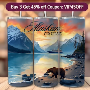 Alaska Cruise Tumbler Wrap 20 oz Sublimation Design, 20oz Skinny Tumbler Digital Download PNG, Alaskan Cruise Design