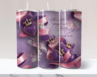 Christian Tumbler Wrap Bible Verse Tumbler Wrap Religious Tumbler Wrap Faith Tumbler Wrap Purple Tumbler Wrap 20 oz Skinny Sublimation