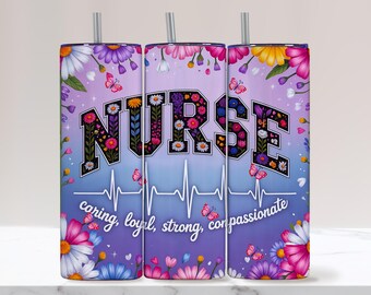 Nurse Tumbler Wrap Nurse Tumbler PNG 20 Oz Skinny Sublimation ER Nurse ICU Nurse Travel Nurse Future Nurse