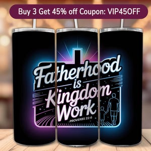 Glaube basierte Tumbler Wrap für Papa 20 Unzen Skinny PNG Sublimation Design Königreich Arbeit Bibel Vers Sprüche 22: 6 Geschenk für Christian Ehemann Vater