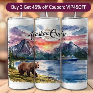 Alaska Cruise Tumbler Wrap 20 oz Sublimation Design, 20oz Skinny Tumbler Digital Download PNG, Alaskan Cruise Design