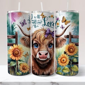 Christian Tumbler Wrap Highland Kuh Tumbler Wrap Glaube Tumbler Wrap Religiöse Tumbler Wrap 20 Unze Skinny Sublimation