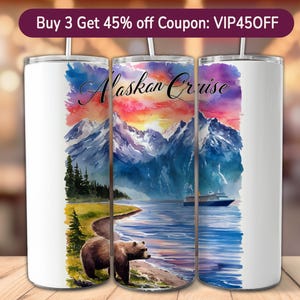 Alaska Cruise Tumbler Wrap 20 oz Sublimation Design, 20oz Skinny Tumbler Digital Download PNG, Alaskan Cruise Design