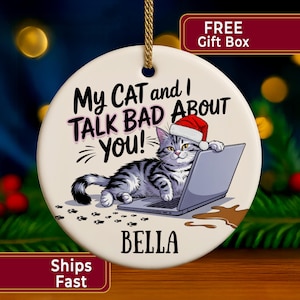 Funny Cat Ornament Custom Cat Christmas Ornaments Personalized Cat Mom Gift Cat Tree Decoration Personalized Cat Ornament Cat Lover Gift