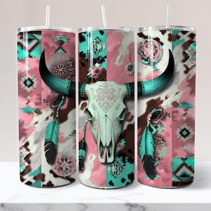 Kuh-Schädel-Wraps-Western-Tumbler-Wraps-Cowgirl-Tumbler-Wrap-Kuh-Print-Tumbler-Wrap-Country-TumblerWrap 20 Unzen Skinny-Sublimation