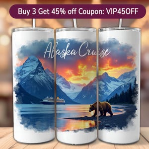 Alaska Cruise Tumbler Wrap 20 oz Sublimation Design, 20oz Skinny Tumbler Digital Download PNG, Alaskan Cruise Design