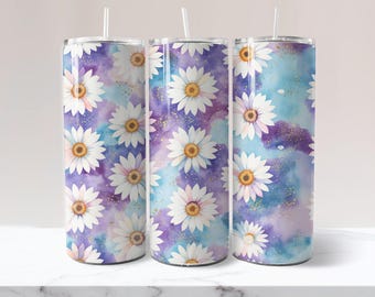 Daisy Tumbler Wrap Floral Tumbler Wrap Flower Tumbler Wrap Spring Tumbler Wrap 20 oz skinny sublimation tumbler wrap