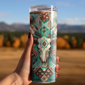 Western Tumbler Wrap Boho Tumbler Wrap Cow Skull Tumbler Wrap Cowgirl Tumbler Wrap Country Tumbler Wrap 20 oz Skinny Sublimation Tumbler image 7