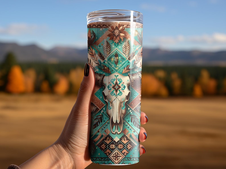 Western Tumbler Wrap Boho Tumbler Wrap Cow Skull Tumbler Wrap Cowgirl Tumbler Wrap Country Tumbler Wrap 20 oz Skinny Sublimation Tumbler image 7